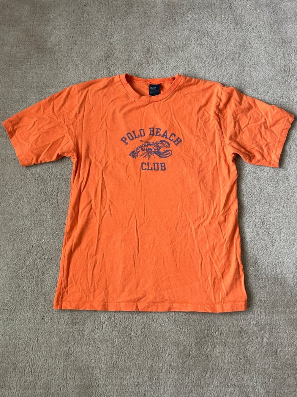 Boys POLO Ralph Lauren Polo Beach Club T-Shirt Orange Lobster Short Sleeve XL 20